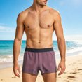 thumbnail image 2 of Asxite Mens Pajamas Shorts Striped Soft Breathable Elastic Embossed Waistband Solid Sleepwear, 2 of 7