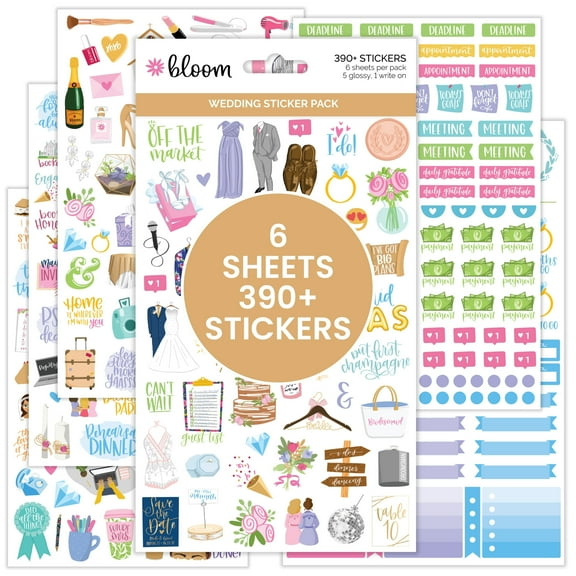 bloom daily planners Sticker Sheets, Wedding Planing Stickers V2