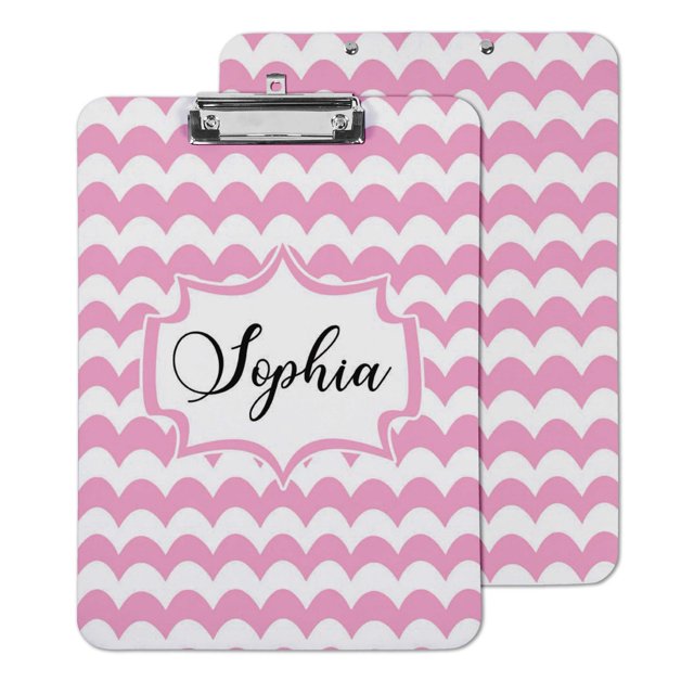 Printtoo Personalized Clipboard For Students Classroom School and Office Use Hardboard Letter Size w/ Low Profile Clip w/ Free Marker & Eraser,Pink-9x12.5 Inch