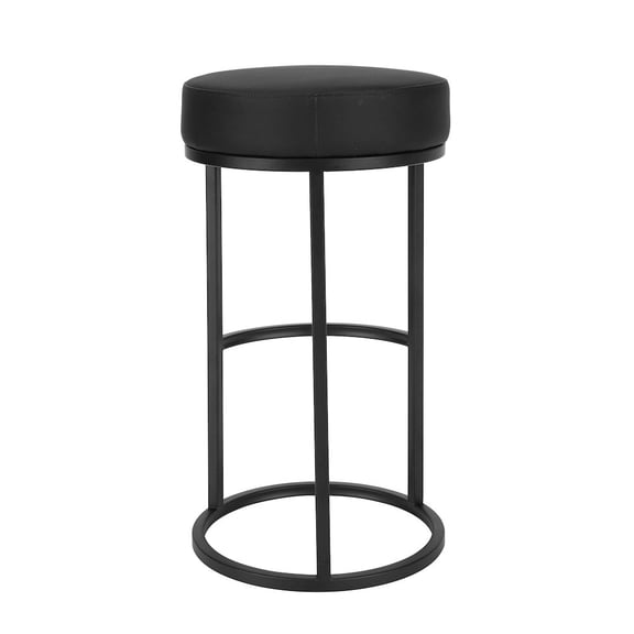 Pangea Home Mono 30" Modern Faux Leather & Metal Stand Bar Stool in Black