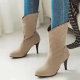 thumbnail image 4 of NECHOLOGY Botas Mujer Adulto Femenino Zapatos Botines mujer Botas de tacón finas con decoración de encaje de gamuza de color sólido retro a la moda para mujer (Beige, 7), 4 of 7