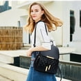 thumbnail image 2 of Mochila KKXIU de cuero acolchado a la moda para mujer, color negro, 2 of 6