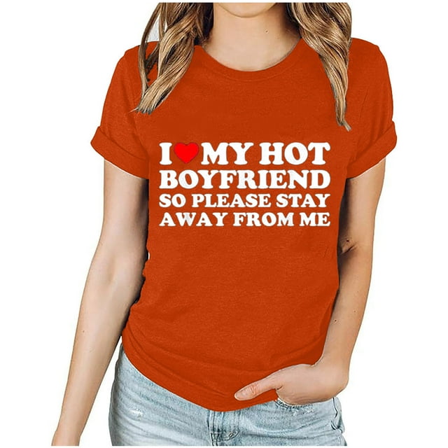TIMIFIS T-Shirts à Manches Courtes pour Femmes, Mode Décontractée, Col Rond, Imprimé Cœur d'Amour, T-Shirt d'Été Ample