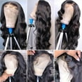 thumbnail image 6 of Body Wave Lace Front Wigs Human Hair 13x4 HD Transparent Lace Frontal Wigs Human Hair for Women 180 Density Glueless Wigs Human Hair Pre Plucked Natural Black 26 Inch, 6 of 8