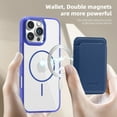 thumbnail image 3 of ELEHOLD Clear Magnetic Wallet Case For iPhone 13 Pro , Mag Safe Compatible Transparent Hard PC + TPU Back Shockproof Protection Case Cover with Magnetic Card Holder ,Darkblue, 3 of 7