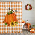 thumbnail image 2 of Thanksgiving Pumpkin Sunflower Shower Curtains for Bathroom, It's Fall Y'all Orange Plaid Waterproof Fabric Shower Curtain for Bathroom Bathtub Decoration, Machine Washable, 54x"78", 2 of 9