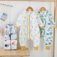 thumbnail image 2 of Saco de dormir de algodón puro para niños pequeños, ropa de invierno para el hogar, traje de dormir con pierna dividida antipatadas, tela suave y cómoda para niños, 2 of 5