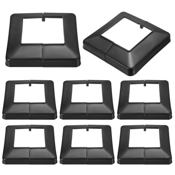 8 Pack Post Base Cover, 7x6.75 (Internal Size 4x4) Split Style Post Skirt, Porch Column Wrap for Post Fence Deck Cable Railing Baluster Stair Rails, Black