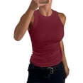 thumbnail image 3 of HAJWOH Tank Tops for Women Ribbed Racerback Top Shirts High Neck Tank Casual Slim fit Basic Summer Tops, 3 of 6