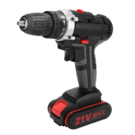Woooli Cordless Drill Set, 21V Power Drill Kit 3/8" Keyless Chuck, 25+3 Torque Setting, Variable Speed & Built-in LED Light