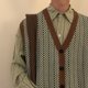 thumbnail image 3 of Hombres Sin Mangas Suéter Chaleco Con Cuello En V Suelto Vintage Punto Cardigan Moda Estilo Casual Marrón XL, 3 of 8