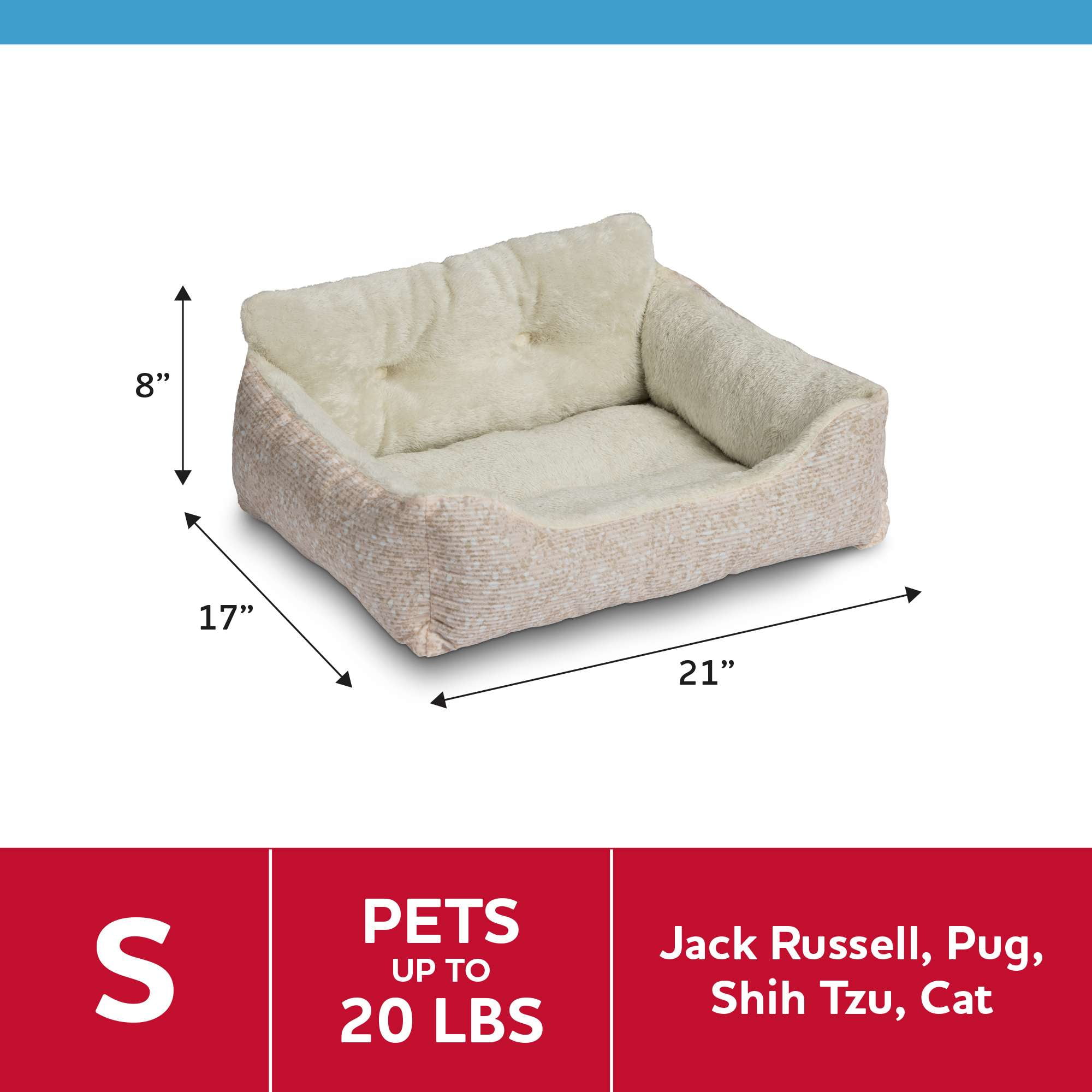 (3 pack) Vibrant Life Puppy Dog Bed, Plush Bolster Dog for Small Dogs, Small, 21" x 17", Pink