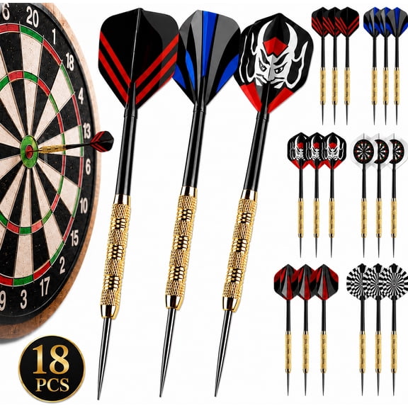 Rongsi Steel Tip Darts, Professional Metal Darts, Darts Metal Tip Set, Metal Darts for Dartboard,18 Pcs