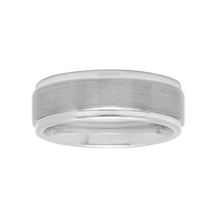 Men's White Tungsten 8MM Comfort Fit Step Edge Wedding Band