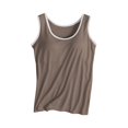thumbnail image 5 of WTXUE Camisole Tops Sleeveless Tops Fashionable Casual Padded Tank Top Without Wire Bra Cup Integrated Tank Top Suspenders Bandeau Tops Camisole Tops for Women Built In Bra Loose Tank Tops Khaki Xxl, 5 of 8