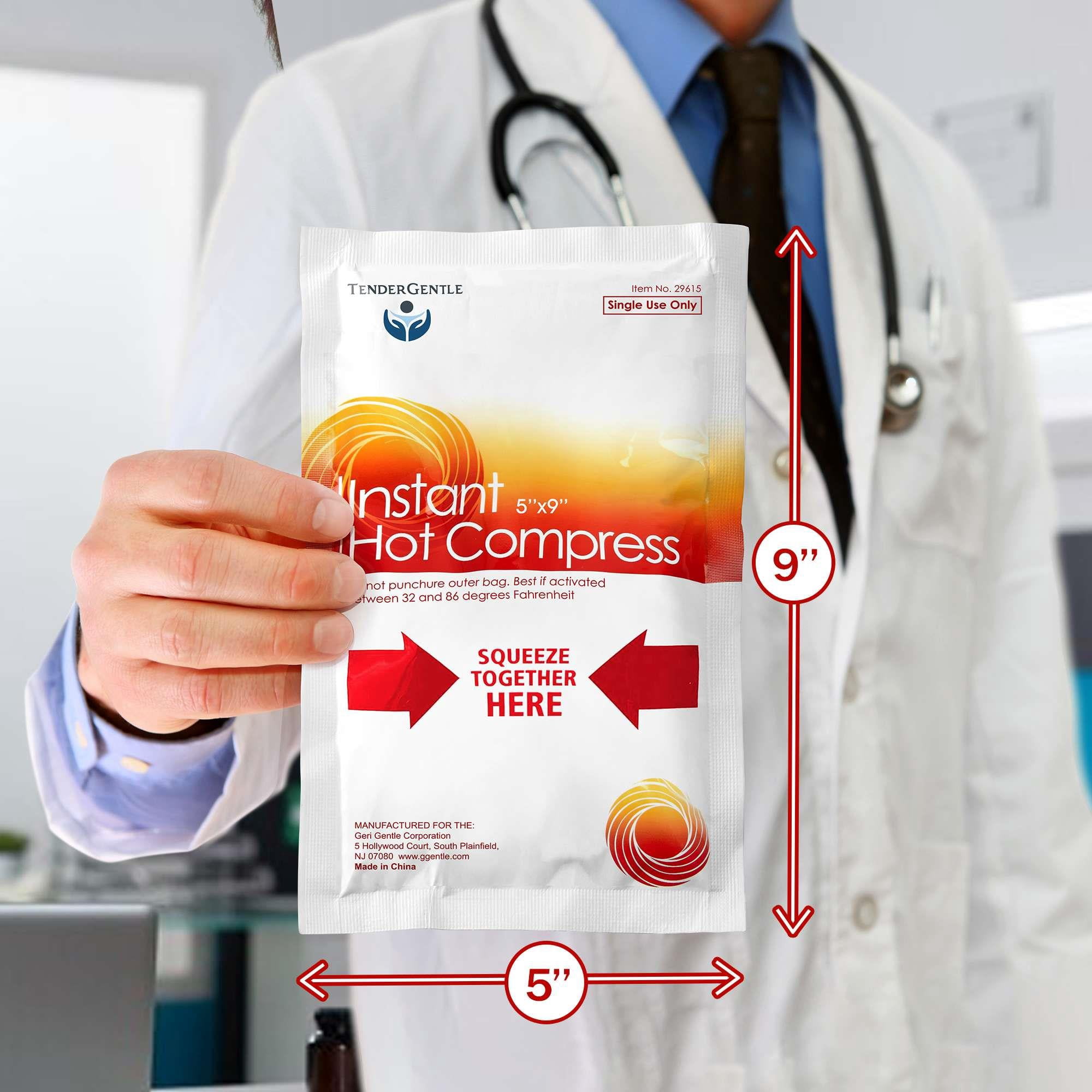 Tender Gentle Instant Hot Compress - 24 Hot Packs for Pain Relief, Sore Muscles, Muscle Spasms, and Joint Stiffness