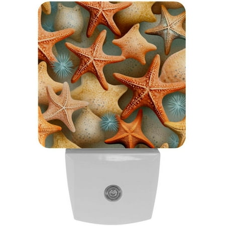 

Starfish LED Square Night Light - Compact and Energy Efficient Illumination for Bedrooms and Bathrooms - Plug-in Wall Lamp with Auto Sensor