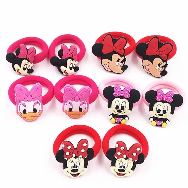 Horquillas de dibujos animados de Disney para niña, 10 piezas, Mickey, Minnie, Bowknot, punto de onda, PVC, accesorios para el cabello, pasador, pinza para el pelo, regalo
