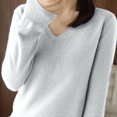 thumbnail image 6 of Scyoekwg Womens Tops V-Neck Knitted Sweater Fall Tops Trendy Solid Color Dressy Casual Blouses Loose Long Sleeve T Shirts Lightweight Pullover (White,XL), 6 of 7