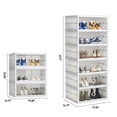 thumbnail image 2 of CHERISHGARD Shoe Boxes Plastic Stackable, 6 Tier Foldable Shoe Box Space Saving for Closet Entryway (6 Tier), 2 of 6