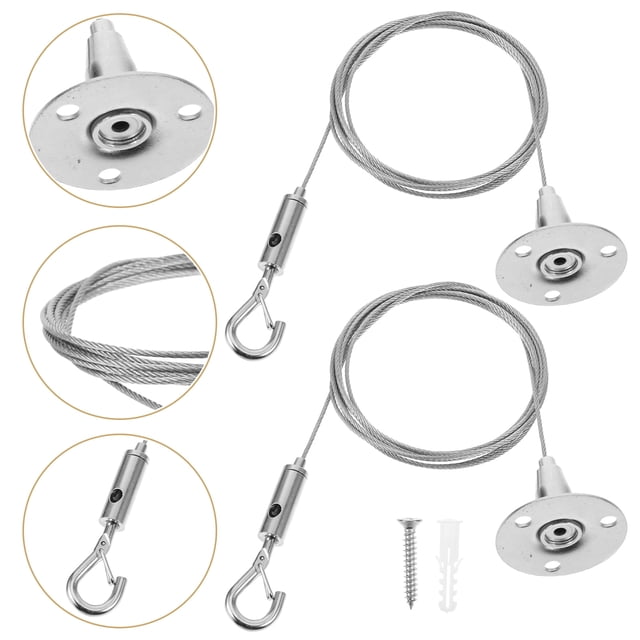 AURARMLET 2 Pcs Fils de Suspension en Acier Inoxydable Argenté pour Tringle à Photos pour Maison Bibliothèque Musée Style Épuré et Moderne