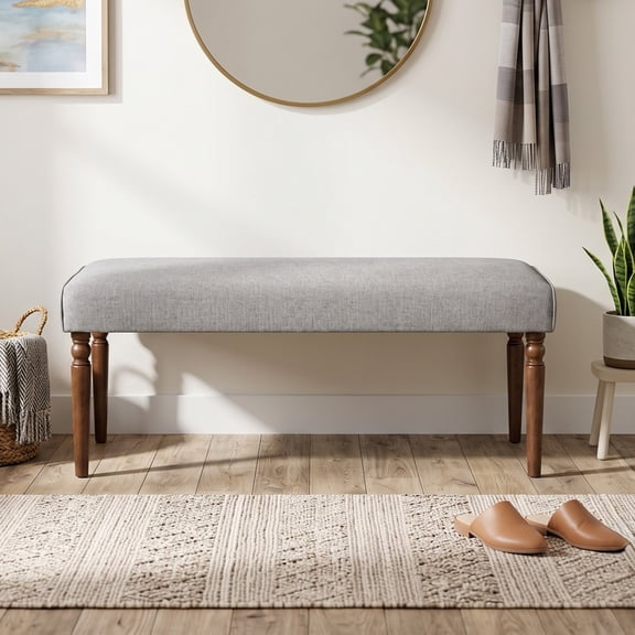 Home Design Pryor Modern Rectangular Upholstered Dining Bench with Comfortable Padded Seat, Brown