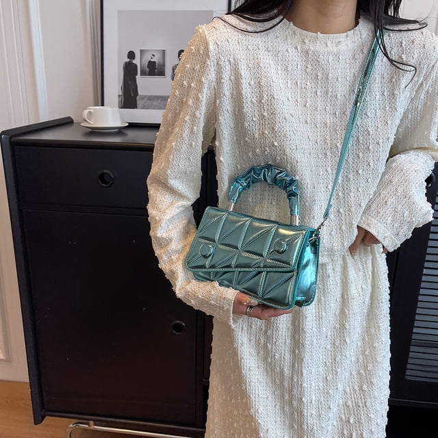 Bolso de hombro compuesto Hilo bordado Durable Mujer Ocio diario (Azul)