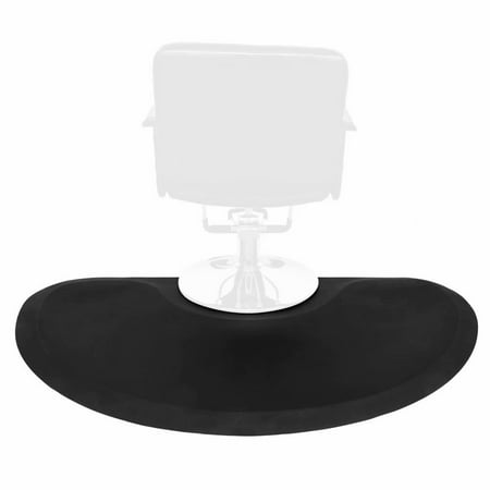 2pcs 3 ft. x 5 ft. Salon & Barber Shop Chair Anti-Fatigue Mat - Black Semi Circle - 1/2 in. Thick