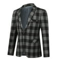 thumbnail image 3 of Cloudstyle Men's Slim Fit Single-Breasted Notch Lapel Blazer & Trousers 2-Piece Suit Set, Modern Checkered Pattern, 3 of 15