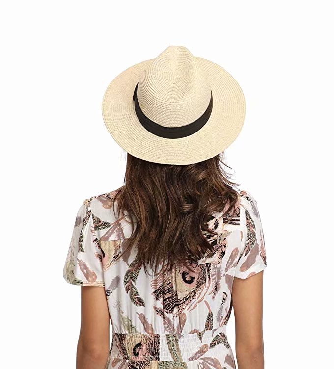 Women Wide Brim Straw Panama Roll up 