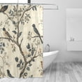 thumbnail image 2 of Yayeee Shower Curtain with Hooks 72"x72" Waterproof Fabric Bathroom Hanging Decor, Beige Birds, 2 of 5