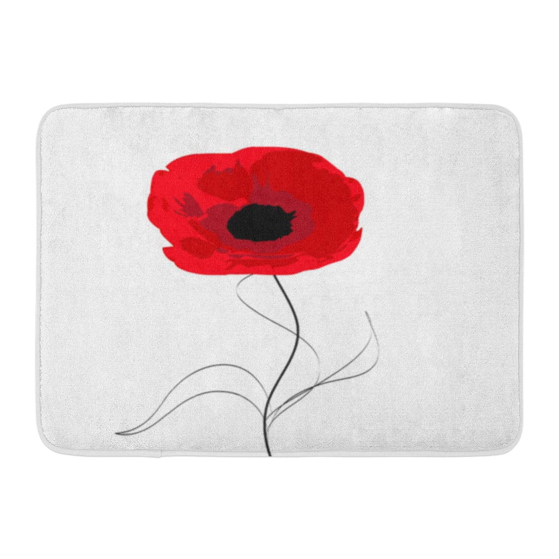 Godpok Single Green Flower Red Poppy In Isolation White Field