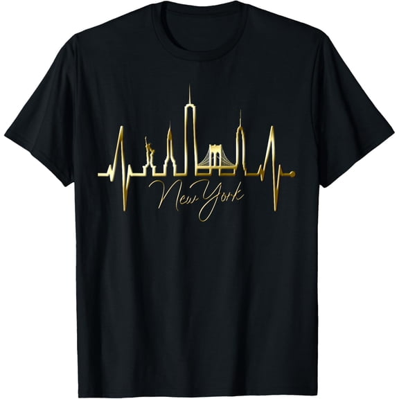 New York Skyline Heartbeat Statue Of Liberty I Love New York T-Shirt men and women can wear, black, white, gifts