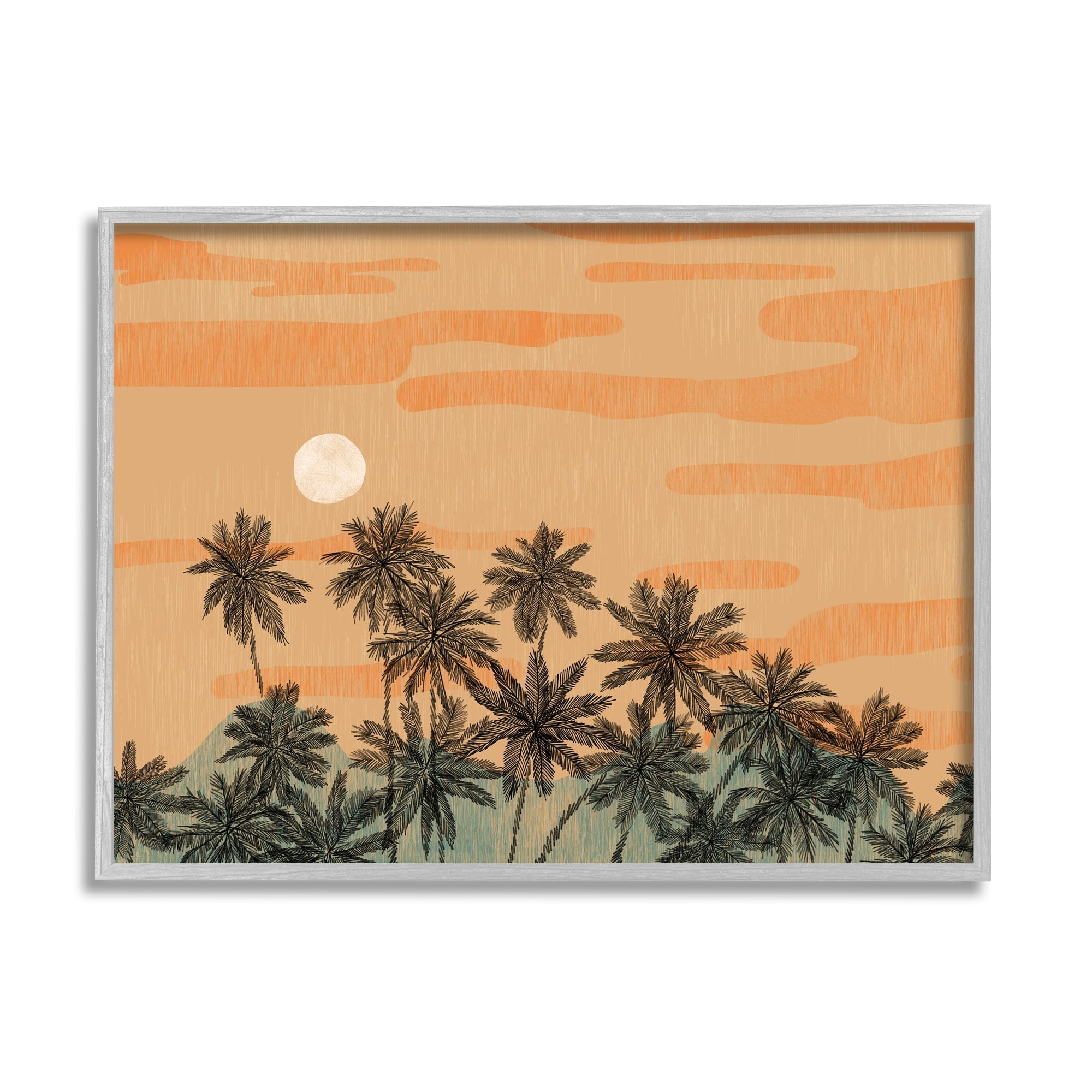Stupell Industries Tropical Summer Sunset Orange Sky Palm Trees, 30 x 24, Design by Ziwei Li
