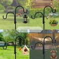 thumbnail image 6 of Metal Shepherd’s Hook, Double Arm Garden Stake, 76in Tall, 5-Prong Base, Outdoor Hanging for Plants, Lanterns, Bird Feeders, 6 of 9