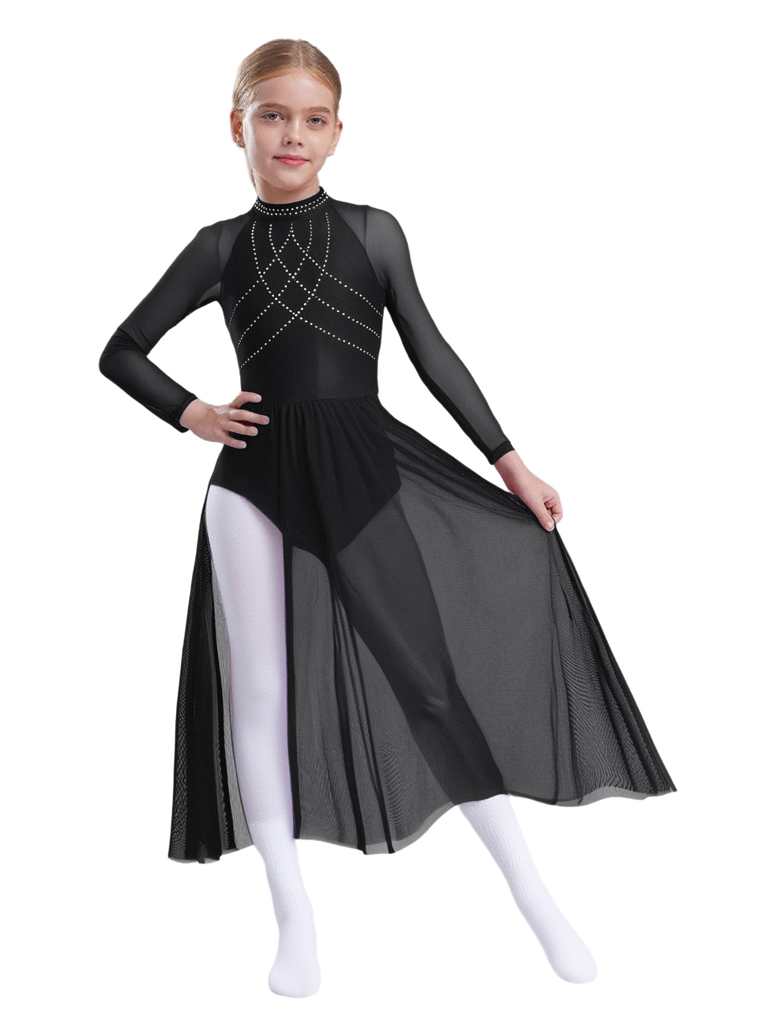 Robe De Ballet Fille Pailletée Sans Manches – Tulle Multicolore Brillant – Costume Danse Jazz Latin Gymnastique – Tailles 2 à 14 Ans