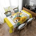 thumbnail image 4 of Sunflower Rectangle/Square/Round Waterproof Tablecloths 60x102 inch Watercolor Summer Flower Botanical Yellow Striepd Polyester Table Cloth Table Cover Tabletop for Wedding Party Dinner, 4 of 6