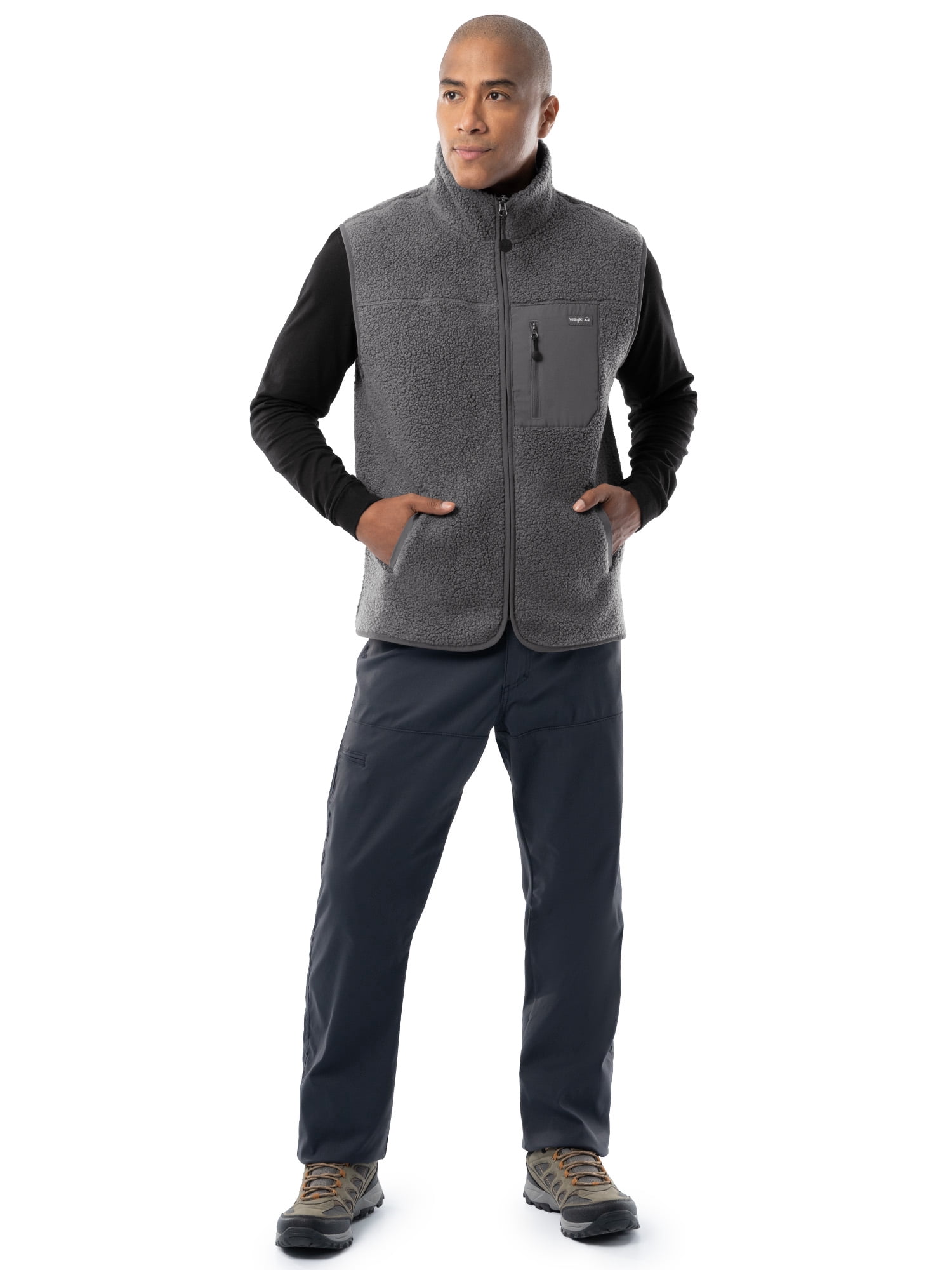 Wrangler Outdoor Men's & Big Men's Full Zip Burly Utility Hiking Sweater Vest, Size S-2XL