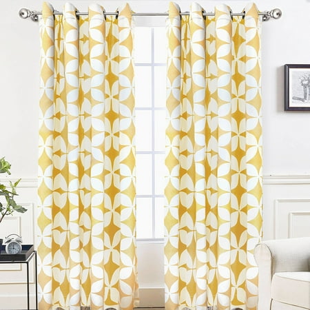 Circle Window - DriftAway Amelia Thermal Blackout/Room Darkening Grommet Unlined Window Curtains,Retro Geo Pattern, Round Circle Star Print, Set of 2 Panels, each 52