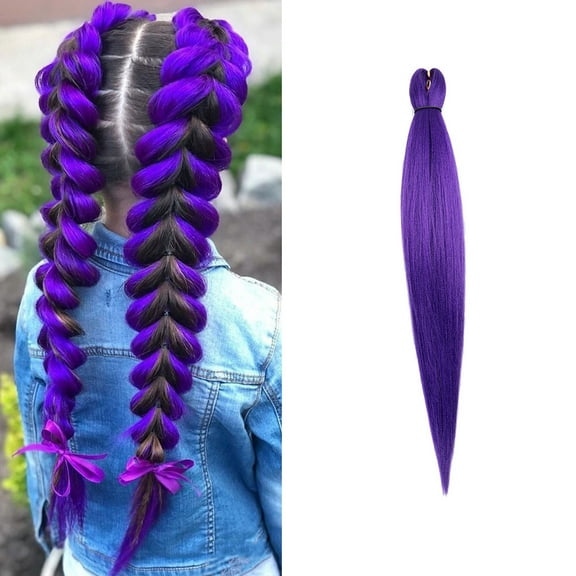 JLFNYA Dark Purple Hair Extensions, 26 In Braiding Hair Purple, Purple Extensions Hair, Purple Fake Hair, Purple Hair Extensions for Stage Party Halloween Costume Cosplay, Gift for Women
