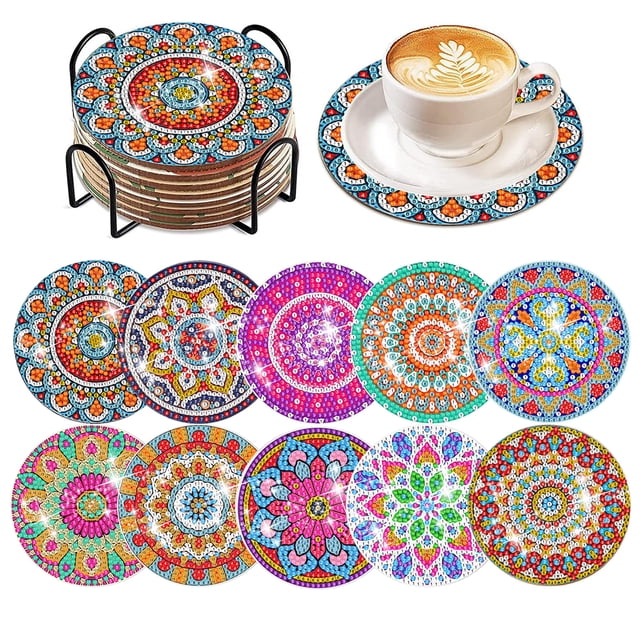 Posavasos Diamante Con Taladro 8 Piezas Acrílico Creativo Sencillo Soporte