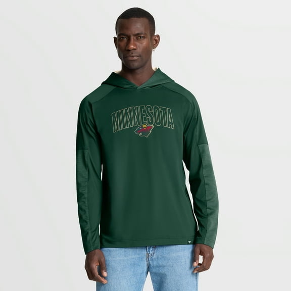 Men's Fanatics Green Minnesota Wild Penalty Shot Long Sleeve Hoodie T-Shirt