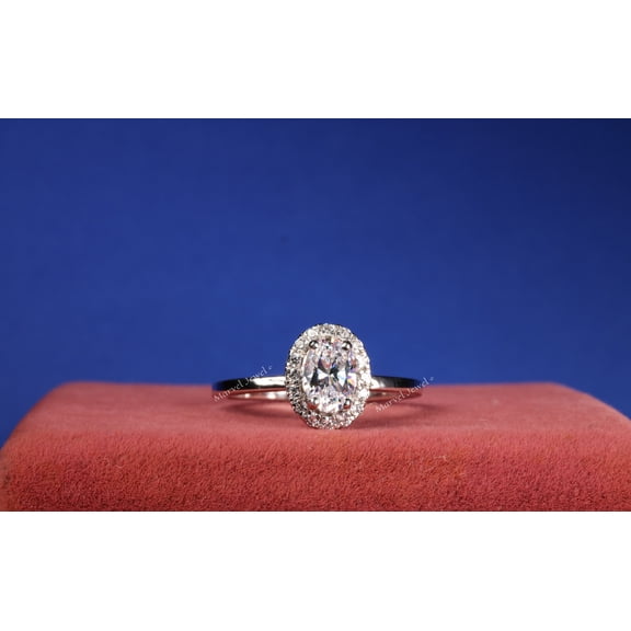 Halo Diamond Ring, Oval Cut Diamond Engagement Ring, Solitaire Halo Ring, Proposal Ring For Her, 925 Sterling Silver, 1.8 Ct Simulated Diamond, Anniversary Gift Ring For Wife