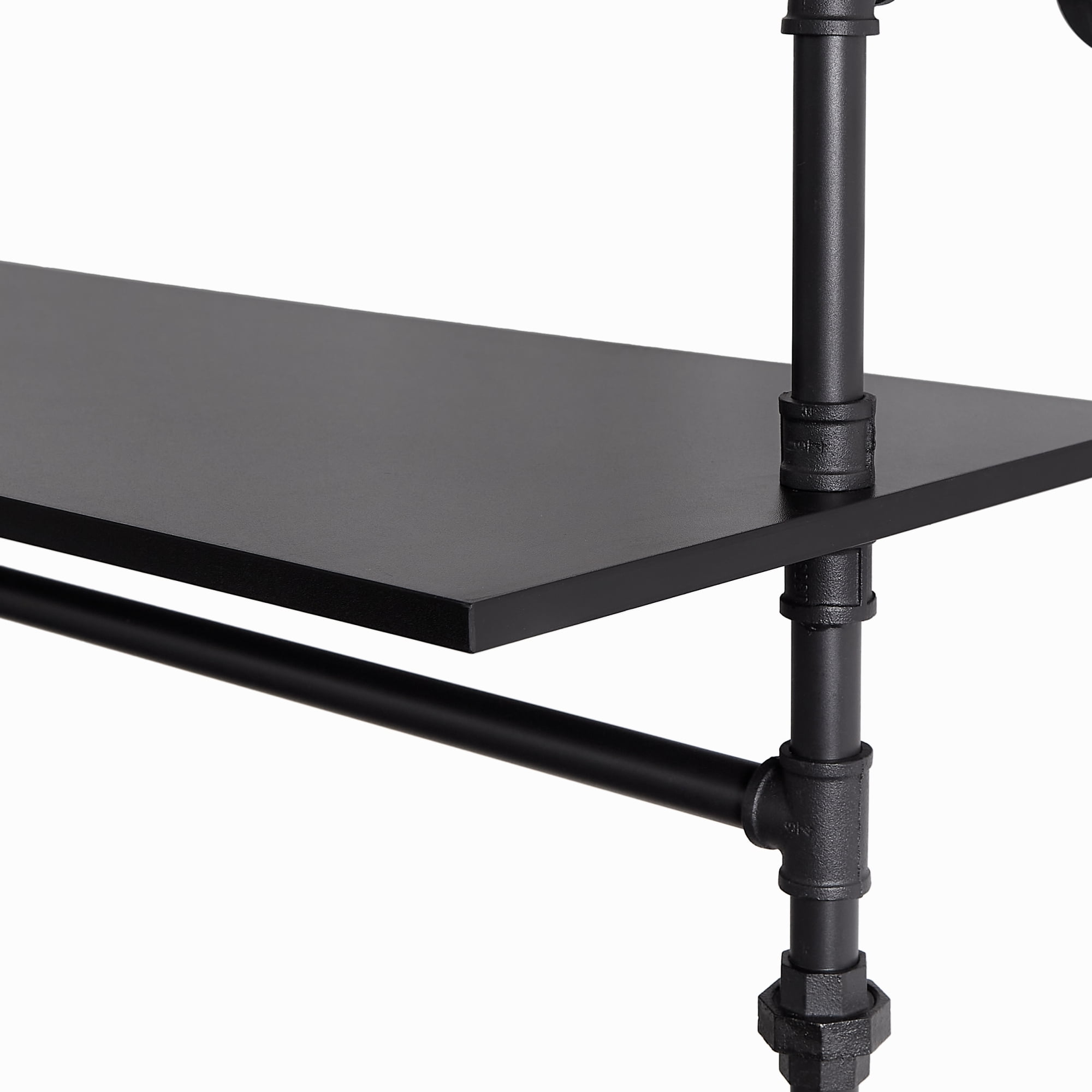Leumius 118.3" Industrial Pipe Clothing Rack, Reversible Heavy Duty Garment Rack with LED Lights and Storage Shelves, Freestanding Walk-in Closet System Wardrobe Organizer for Bedroom, Black