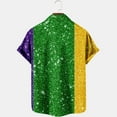 thumbnail image 4 of Lilgiuy Mardi Gras Shirts for Men Summer Short Sleeve Novelty Mask Printed Bowling Casual Button Down Lapel Collar Beach Hawaiian Vacation Shirt(Green,L), 4 of 5