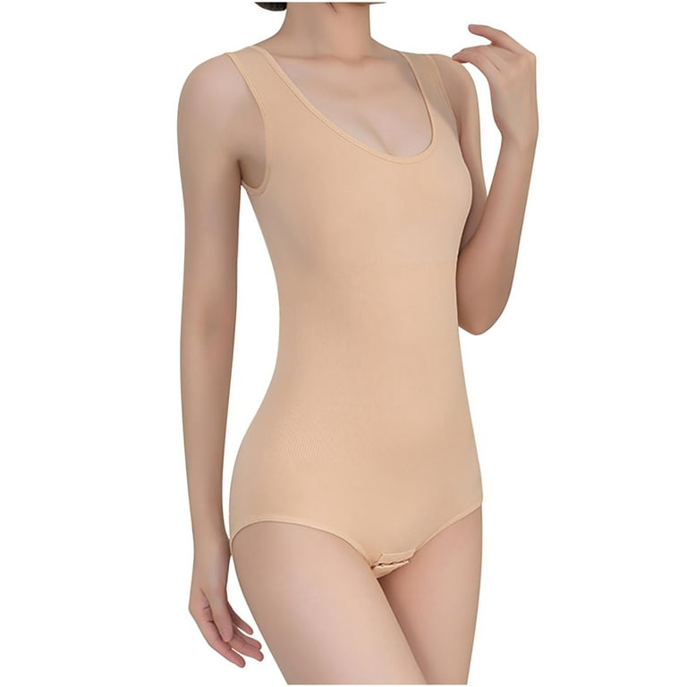 Bodysuit for Women Slim Full Body Shapewear Seamless Round Neck