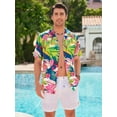 thumbnail image 5 of sogami Short Sleeve Hawaiian Tops Aloha Camp Collar Shirts for Men Leaf Pattern, 5 of 7