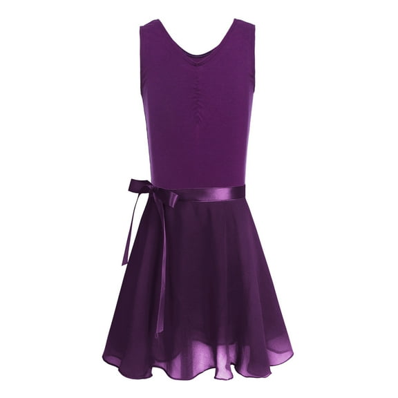 YiZYiF Kids Girls Sleeveless Ballet Dance Gymnastics Leotard with Chiffon Wrap Skirt