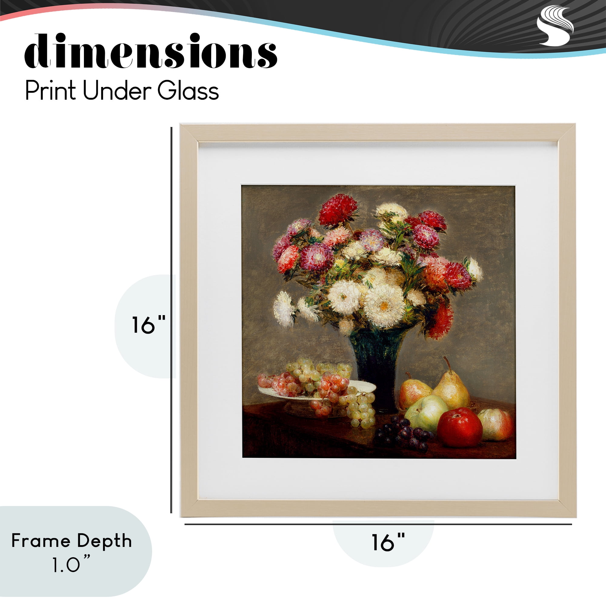 Stupell Industries Fruit & Asters Still Life Birch Framed Print Under Glass, design by CAD Designs
