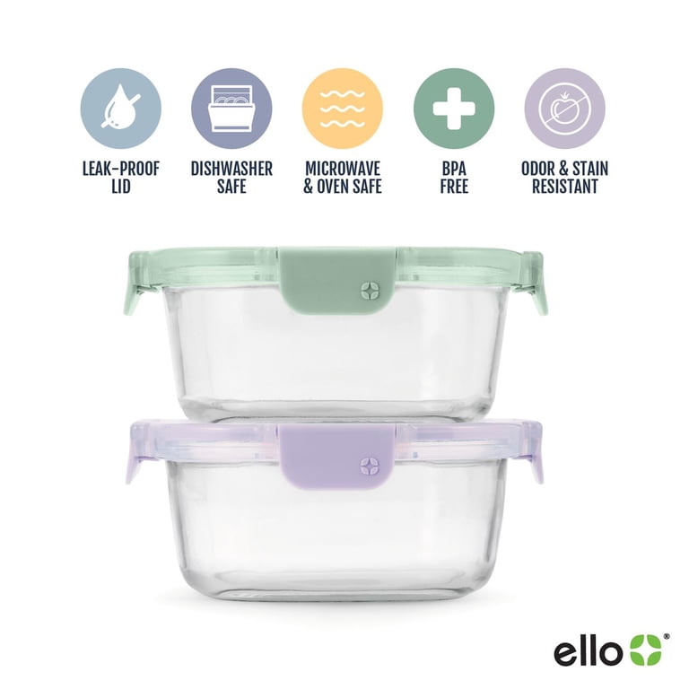 Ello Color Lock 3.4 Cup Round Glass Meal Prep Containers 2-Pack photo 4